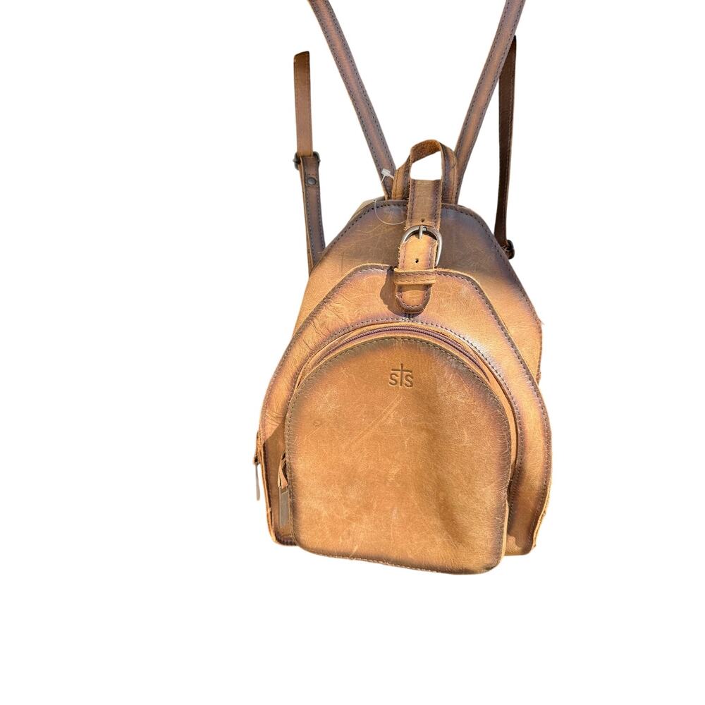 STS Ranchwear Brown Genuine Leather Backpack Purse Western Rustic Distressed